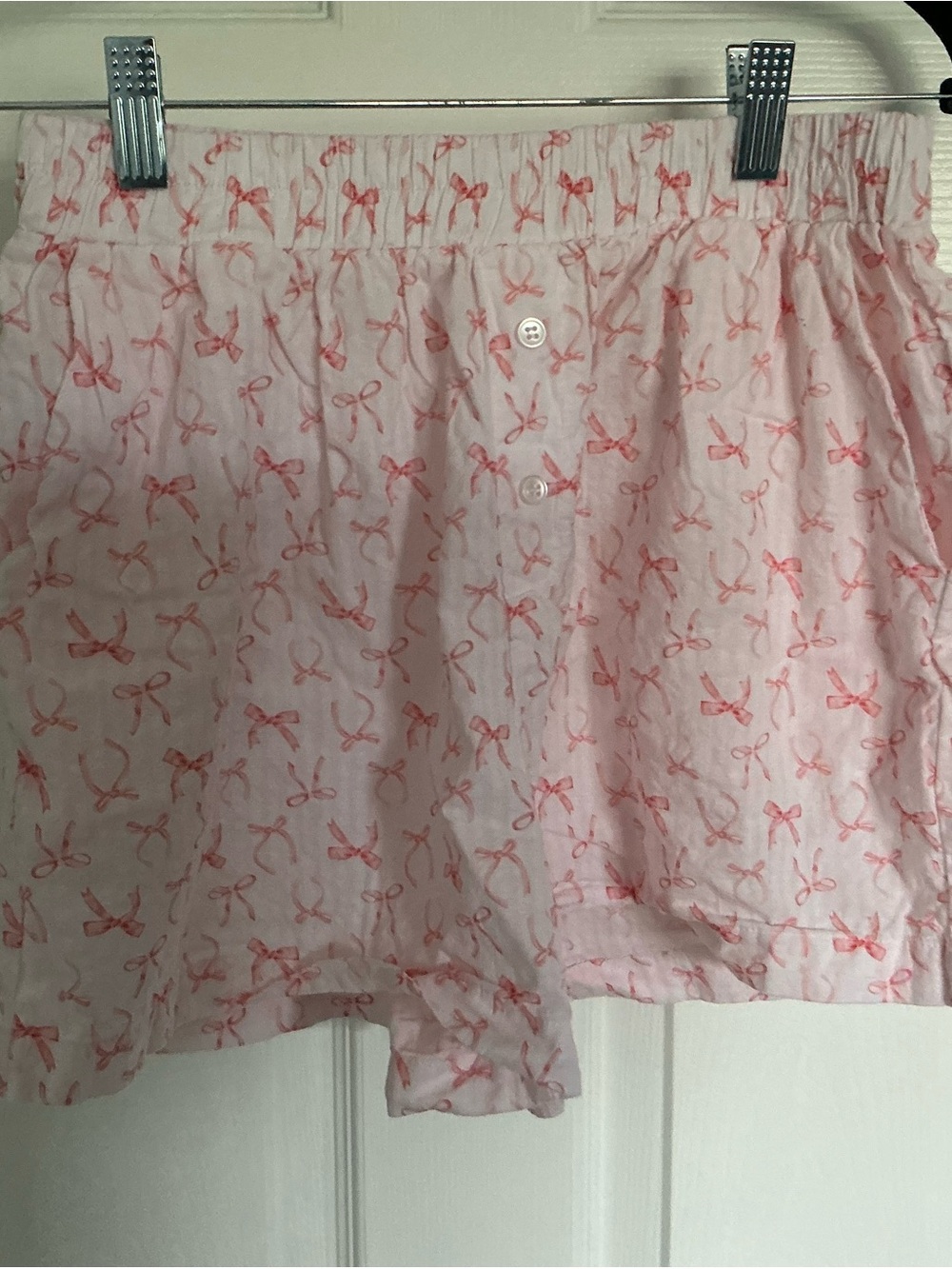 Pink Bow-Print Cotton Sleep Shorts